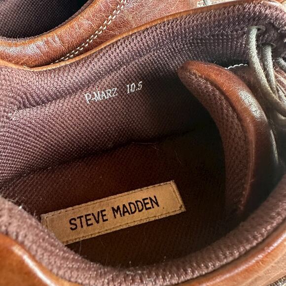 Steve Madden P.MARZ Brown Leather Moc Toe Lace Up Shoes Mens 10.5 Casual Travel main image 4